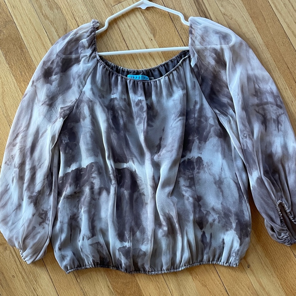 Alice + Olivia Black and Gray Blouse